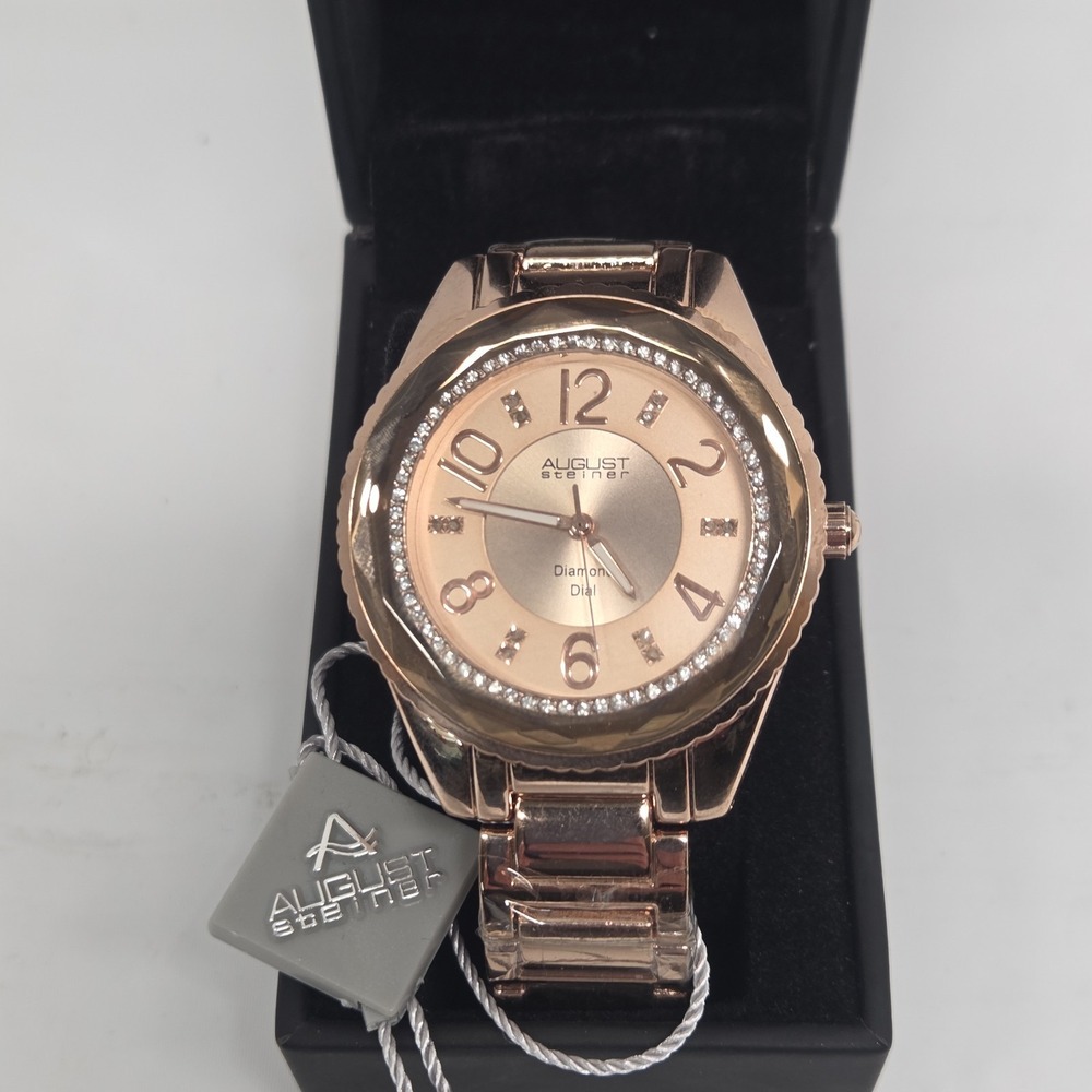 August Steiner AS8122RG Rose Gold-Tone Womens Watch Crystal Bezel